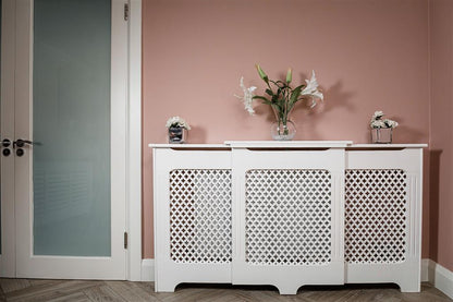 Classic Adjustable White Radiator Cover Large