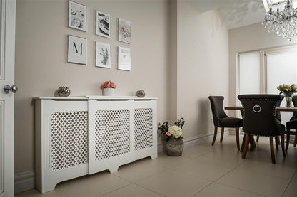 Classic Adjustable White Radiator Cover Large