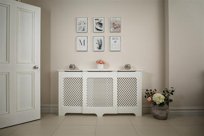 Classic Adjustable White Radiator Cover Large