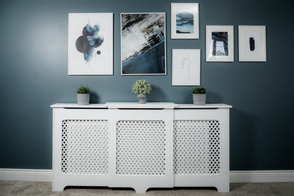 Classic Adjustable White Radiator Cover Large